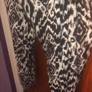 High waisted black and white print pants